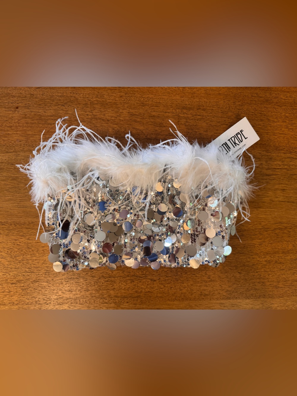 *NWT* sequin and feather tube top